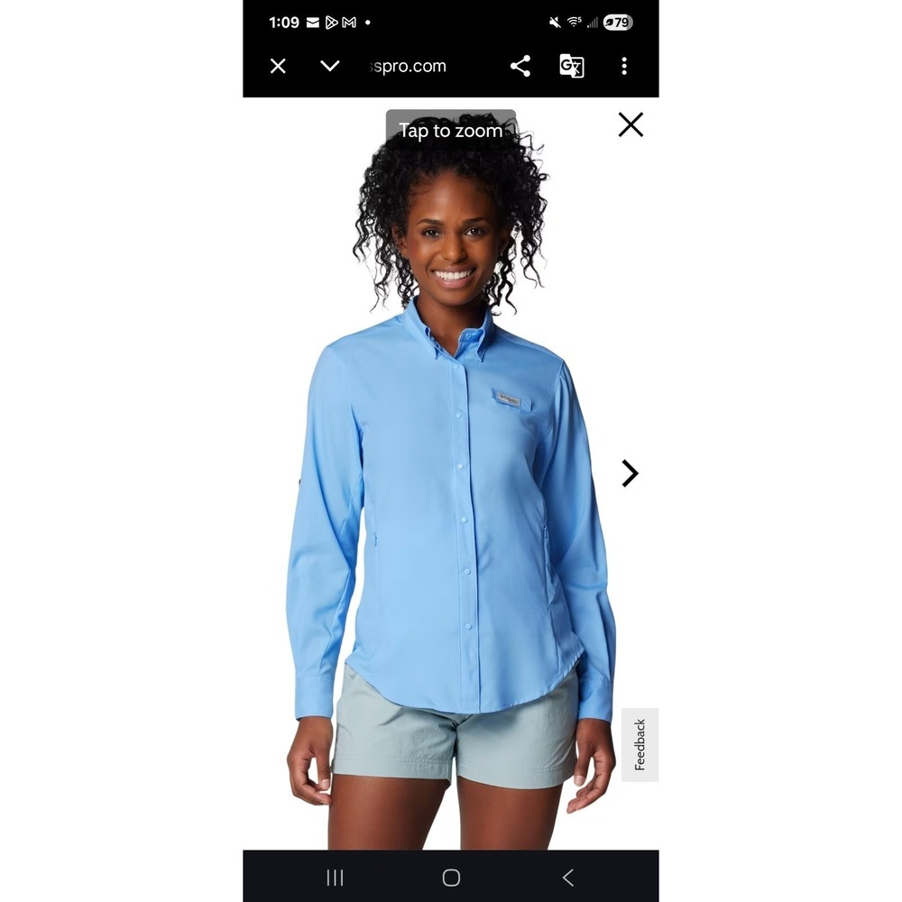 Columbia PFG Tamiami II Womens Size XS Light Blue Long Sleeve Shirt NWT